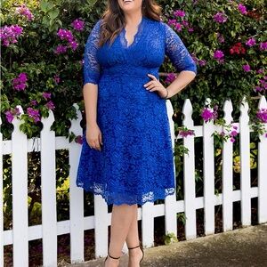 Kiyonna Mademoiselle Lace Cocktail Dress sapphire blue size 2X